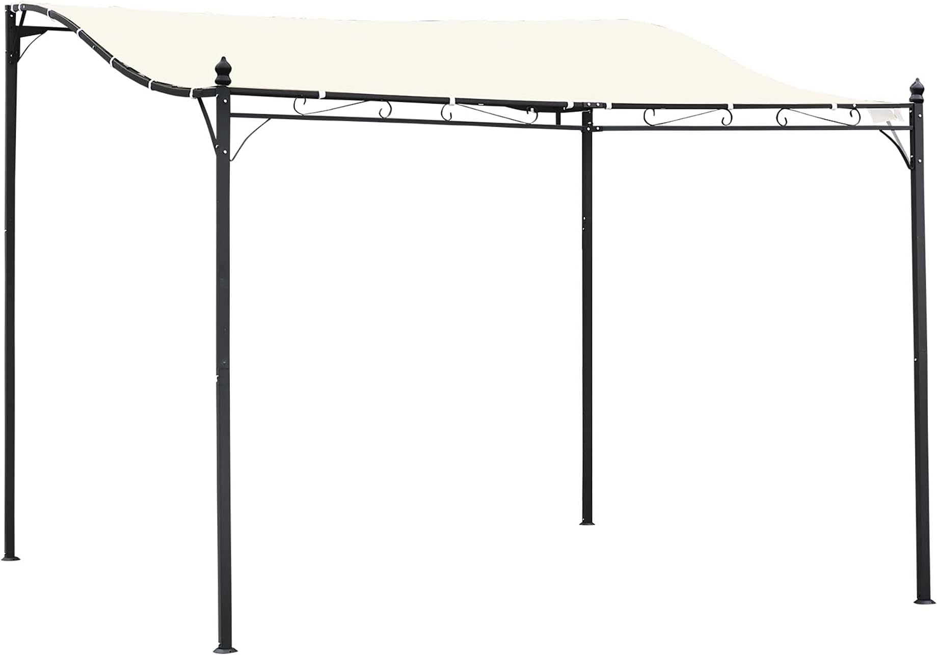 Outsunny 10' x 10' Steel Outdoor Pergola Gazebo, Patio Canopy with Weather-Resistant Fabric and Drainage Holes for Backyard, Deck, Garden, Cream White