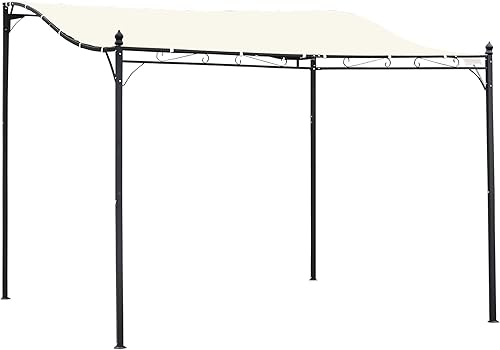 Miniatura 89 de Outsunny Pérgola de aluminio para patio de 10 x 13 pies con toldo retráctil para pérgola, refugio de sombra para porche, fiesta al aire libre, Marrón