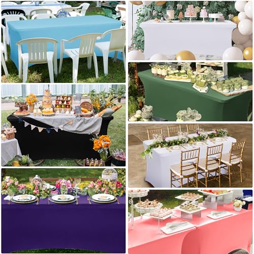 Obstal 6ft Stretch Black Spandex Table Cloth for Standard Folding Tables - 2 Pack Universal Rectangular Fitted Tablecloth Protector for Wedding, Trade Show, Vendor Stand - Image 7