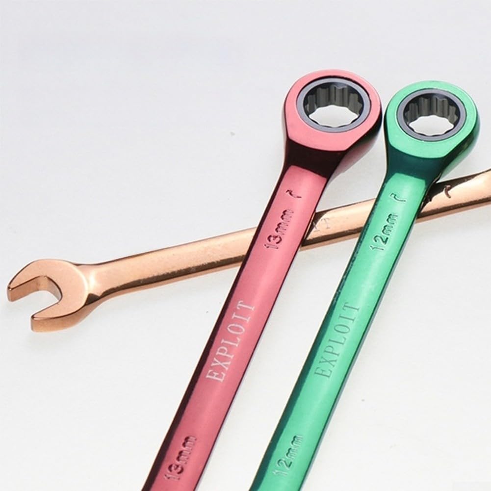 Set di chiavi a cricchetto a 72 denti in acciaio al cromo vanadio, design a doppia testa con manici colorati per una riparazione automatica efficiente (B)