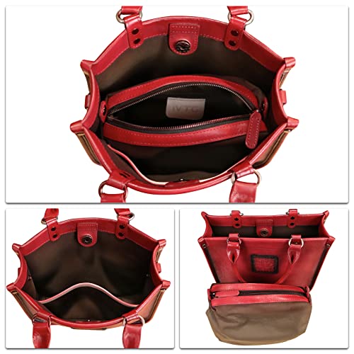 Image of Genuine Leather Handbags for Women Vintage Real Leather Fashion Tote Bag Shoulder Bag Crossbody Bag Satchel Purse