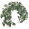 Lings Moment Italian Ruscus Greenery 59ft Artificial Silk Real Touch Willow Leaf Garland Fake Wispy Rustic Vine Stem Swag for Table Centerpieces Wedding Arch Decor Dark Green