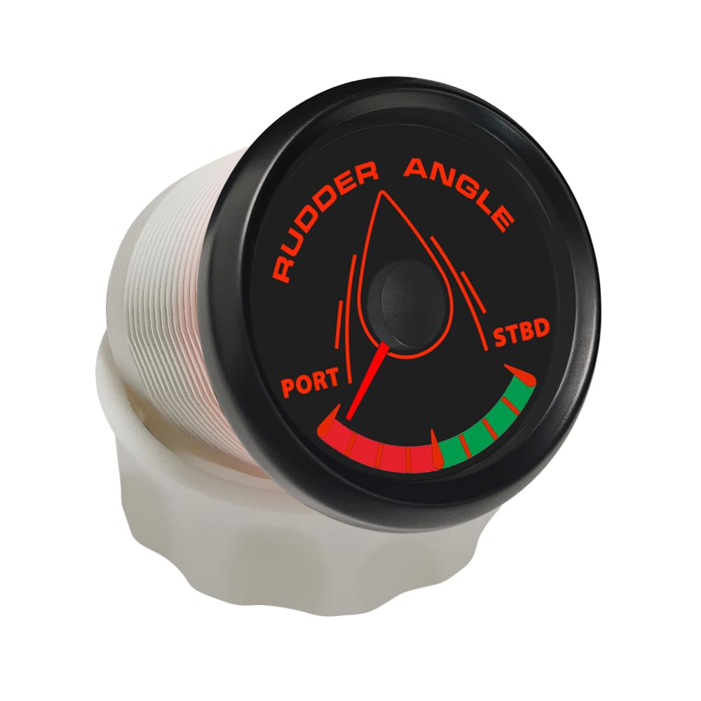 ELING 52mm (2'') Rudder Angle Gauge with Mating Sensor with 8 Colors Backlight 12V 24V for Yachts Vessels Sailboat