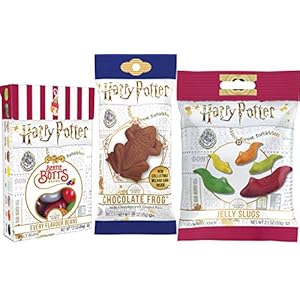 Harry Potter Jelly Gummy Candy Slugs, Bertie Botts Every Flavour Jelly Beans & Chocolate Crispy Frog (Bundle of 3 Items)