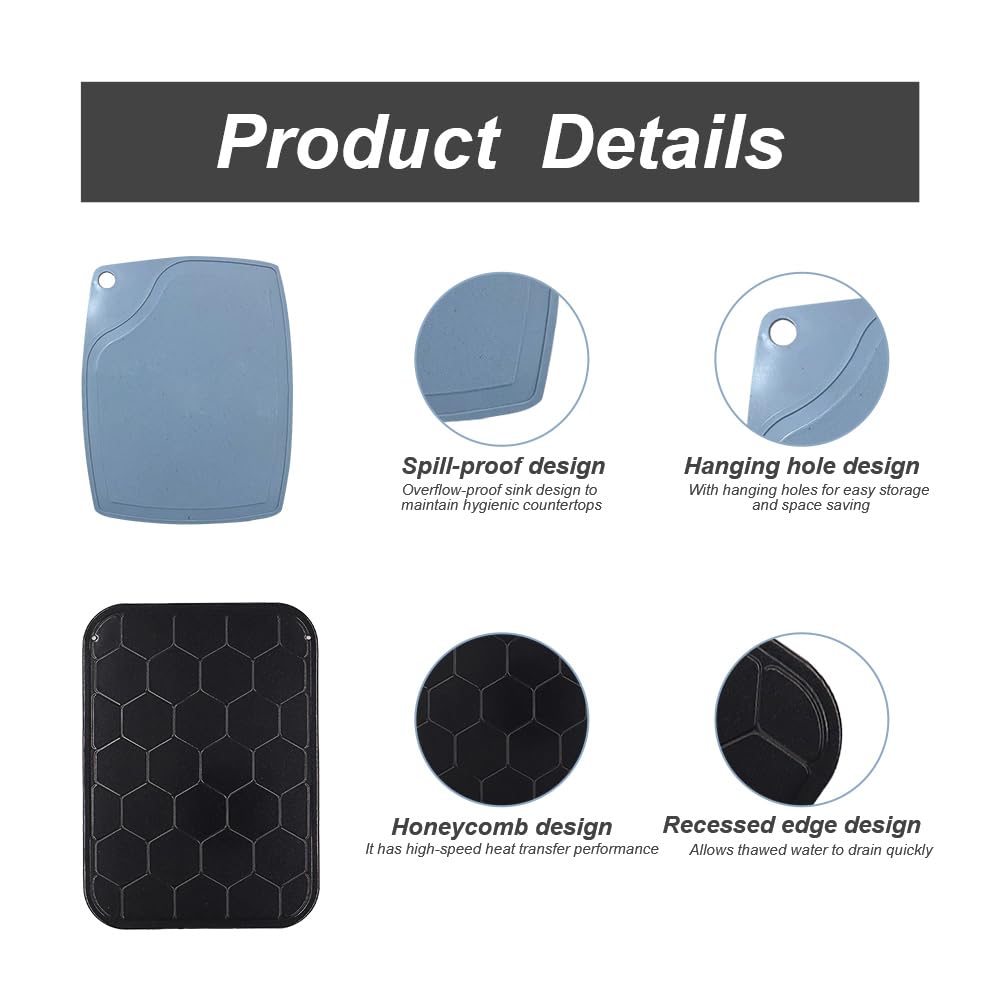 4 in 1 Ontdooien Board Miracle Melt 8.27x12.24 Inch Met Rasp, Slijper, Dubbelzijdige Snijplank Voor Snel Ontdooien Vlees & Voedsel