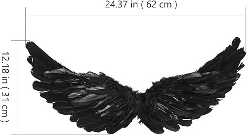 Miniatura 5 de Decoración de Halloween, alas de ángel negras, alas de águila emplumadas con correas elásticas, disfraz de pájaro de Halloween, alas de ángel