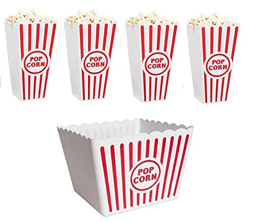 Retro Popcorn Set Bowl Plastic Classic Tub Red & White Striped Container Container