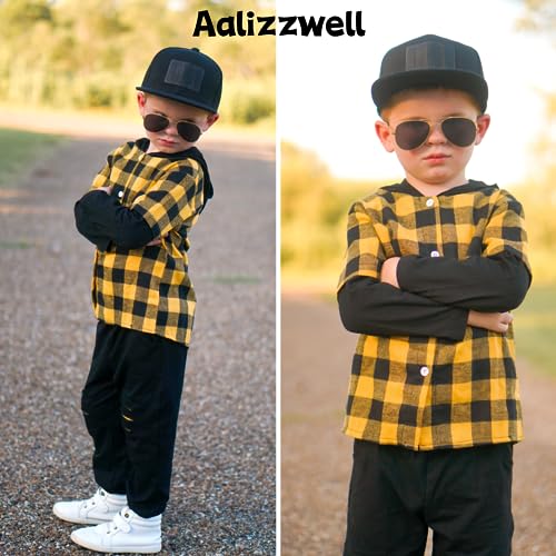 Image of Aalizzwell Toddler Boys Buffalo Plaid Hoodie Outfit