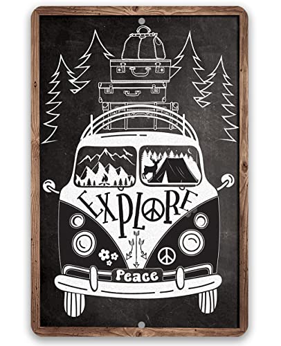 Explore Volkswagen Peace (Chalkboard Style) - Great Home Decor Wall Art for Adventure Seekers