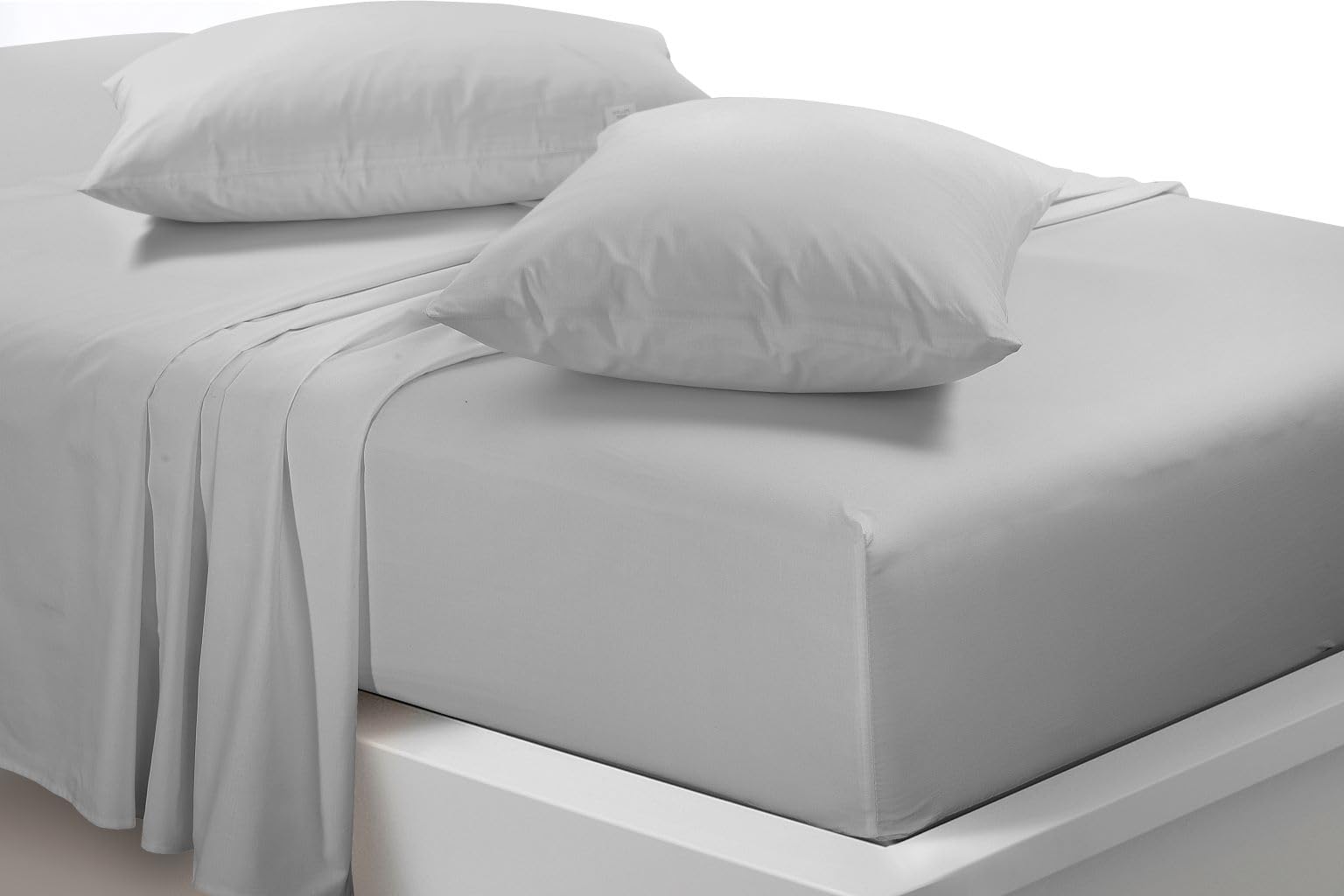 Super Soft Brushed Microfibre Flat Sheet - Breathable Hypoallergenic Top Sheet - Anti Wrinkle, Shrink and Fade Resistant - Flat Sheet (Silver, Double)