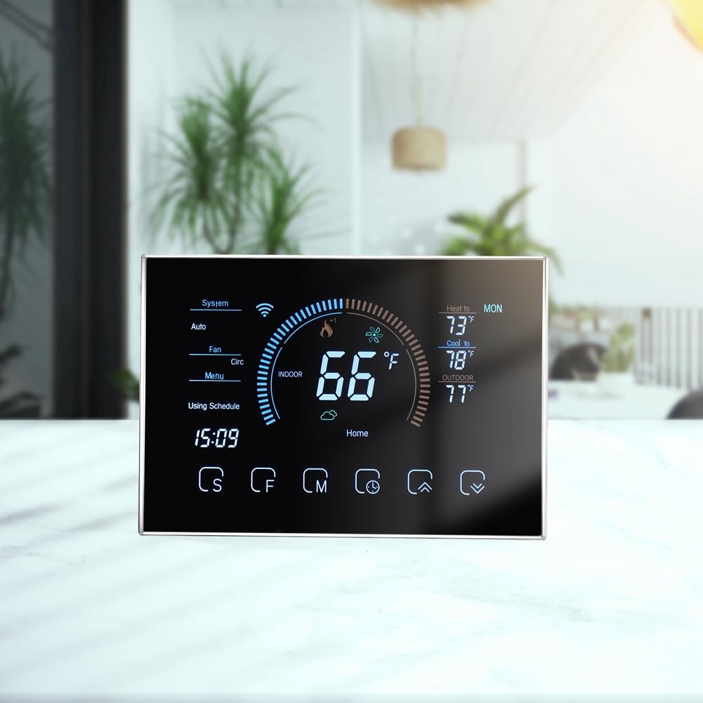 Intelligentes Thermostat für zu Hause, Programmierbarer Digitaler Thermostat, Energiesparend, C-Kabel-Adapter im Lieferumfang Enthalten, DIY-Installation