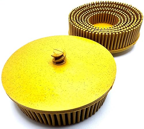 Image of 10 Pack 3 inch 80 Grit Yellow R-Type Bristle Disc | Ceramic-Aluminum Oxide Abrasive Bristle Disc with Quick Change Roll Lock | Pack of 10 | Yellow