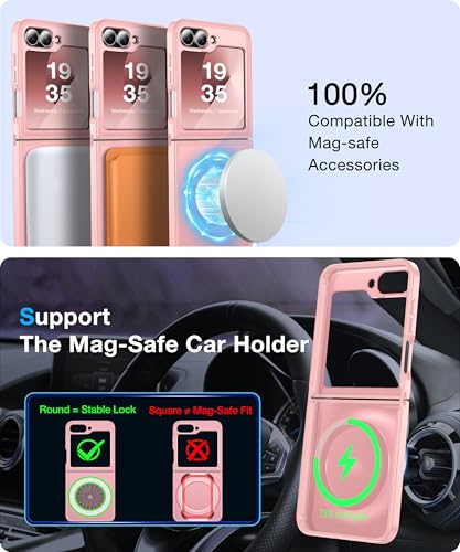 Image of NO.1 Magnetic for Samsung Galaxy Z Flip 6 Case Compatible with MagSafe [Military Grade Drop Tested][Translucent Matte][Anti-Fingerprint] Soft Silicone Bumper for Samsung Flip 6 Case Slim,Pink