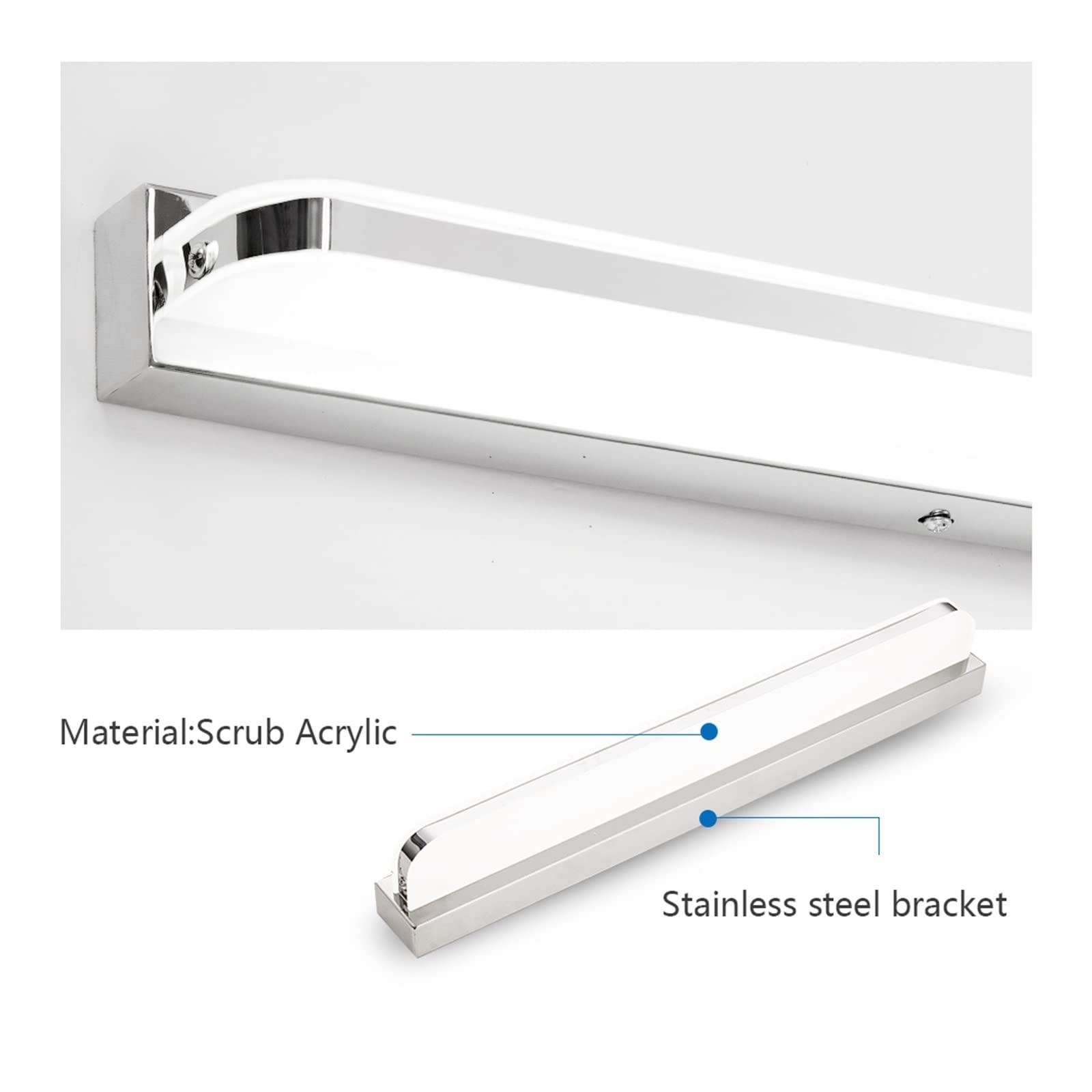 Światło obrazu LED Nowoczesna Lampa Łazienkowa Led 9W 40CM 12W 55CM AC85-265V Wodoodporna Kinkiet Kinkiet Światło Lampy Ścienne Oprawy Do malowania ścian, ramki, portretu(Size:Wit,Material:9W 40CM)