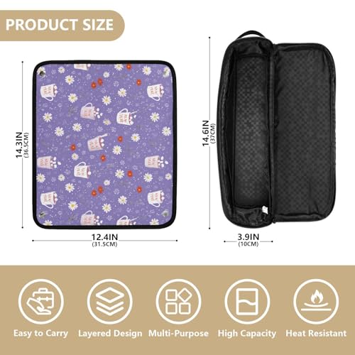 Bolsa de viaje Yuiboo Daisy Purple para herramientas de cabello como plancha, rizador y secadora, con gran capacidad y resistente al calor miniatura 4