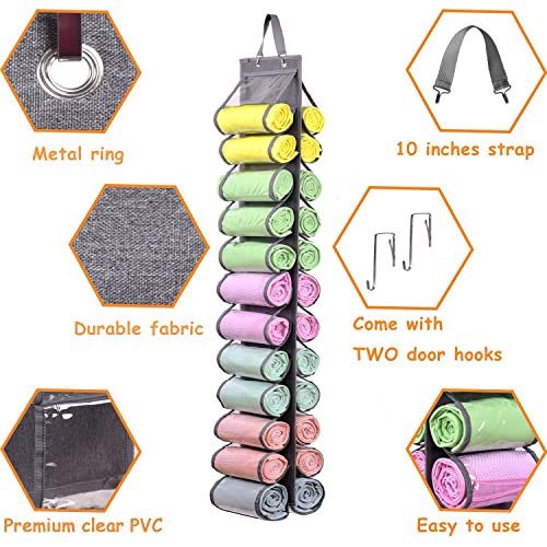 Legging Storage Bag Storage Hanger Can Holds 24 Leggings Or Shirts Jeans Compartment Storage Hanger, Foldable Leggings Organizer Clothes Portable Closets Roll Holder(Grey) #TOP2