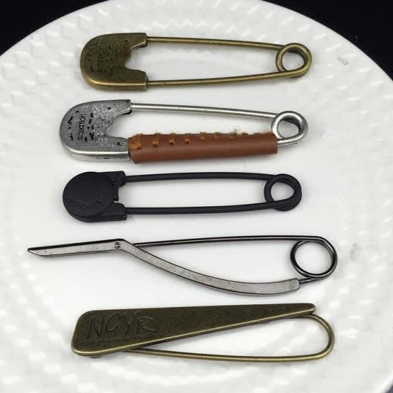 5 szt. 3,2 cm duże szpilki bezpieczeństwa broszki gałązka pióro ozdoba vintage brązowa broszka damski sweter szalik klamra ，Aplikator(10)
