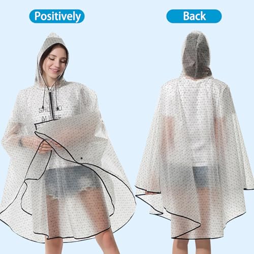 Regenponcho Damen, Regenmantel Eva Wasserdicht Regencape Wiederverwendbar Regenkleidung Faltbare Rain Poncho Regencape Atmungsaktiv Regenjacke Für Wandern, Radfahren, Camping