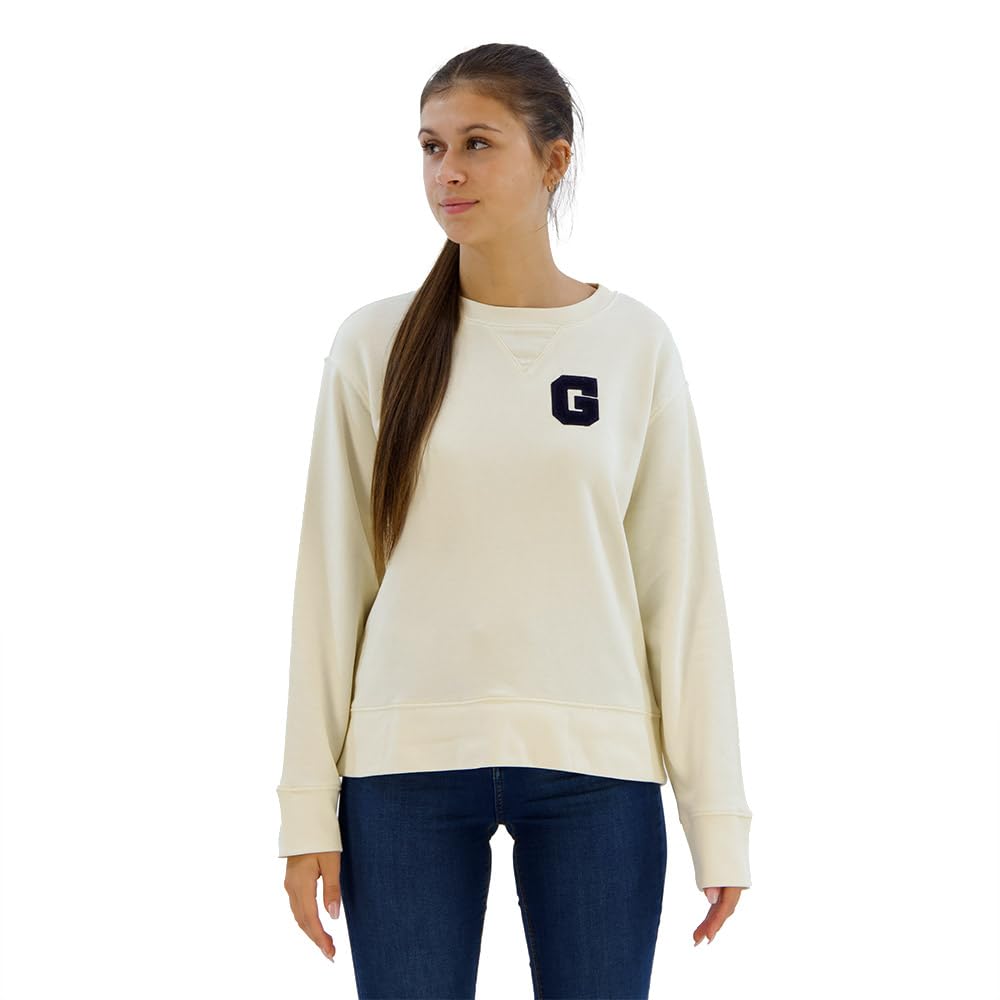 GANT Women's G Badge C-Neck Sweat Sweatshirt, Cream, L