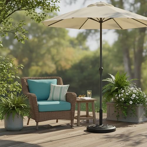 Relaxdays Stojak na parasole przeciwsłoneczne, do drążków parasoli 34-48 mm, Ø 45 cm, vintage, okrągły stojak na parasol, czarny