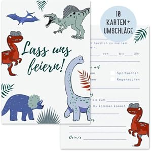 Things of Happiness 10 Dinosaurier Einladungskarten Set