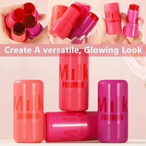 Aaiffey 2 Pcs Milk Jelly Blush,Jelly Tint Blush Stick Sheer Lip & Cheek Stain Milk Cooling Water Jelly Tint Long Lasting Face Blushes thumb #5