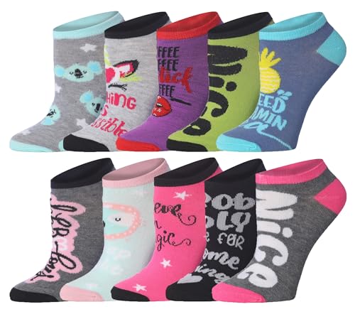 Image of Tipi Toe Women's 10 Pairs Lightweight Colorful Socks - Fun Low Cut Patterns for All-Day Comfort and Easy Everyday Style