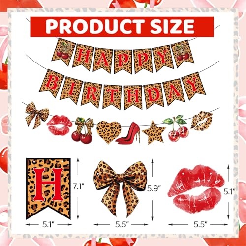Image of Cheetah Print Birthday Decorations, Leopard Party Decorations Set - Animal Print Happy Birthday Banner, Sash, Hanging Garland & Balloons, Sassy Bday Party Decor for Girls Women