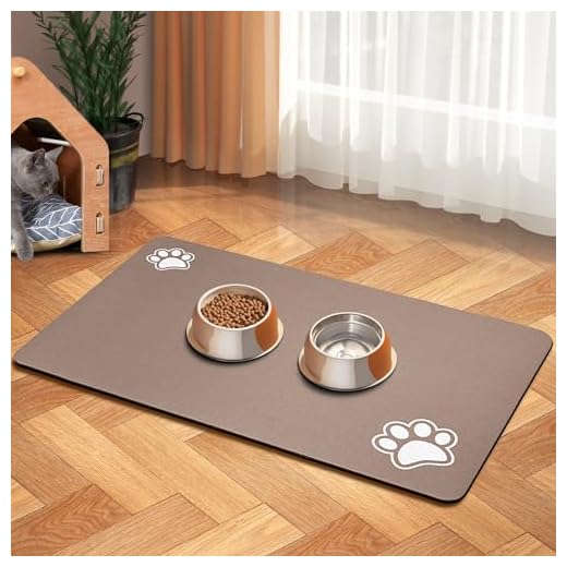 Pet Feeding Mat-Absorbent Dog Mat for Food and Water Bowl-Dog Accessories Pet Supplies-Dog Water Bowl for Messy Drinkers-No Stains Quick Dry Dog Water Dispenser Mat (12"x19", Brown)