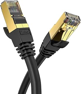 0.25m/0.8ft CAT8 Ethernet Cable Veetop 40Gbps 2000Mhz High Speed Gigabit SFTP Lan Network Internet Cables with RJ45 Gold Plated Connector for Use of Smart Office Smart Home System iOT Gaming(1 Pack)