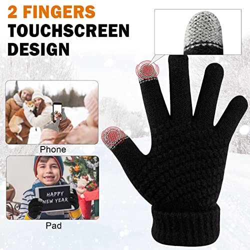 ONESING 3 Pairs Kids Winter Knit Gloves - Warm, Stretchy Full Fingers Gloves for Boys & Girls4