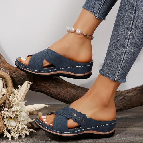 Wedge Sandals for Women Summer Lightweight Memory Foam Platform Shoes Slip On Slides Open Toe Flat Hollow Out Breathable Shoes Summer Beach Sandals2