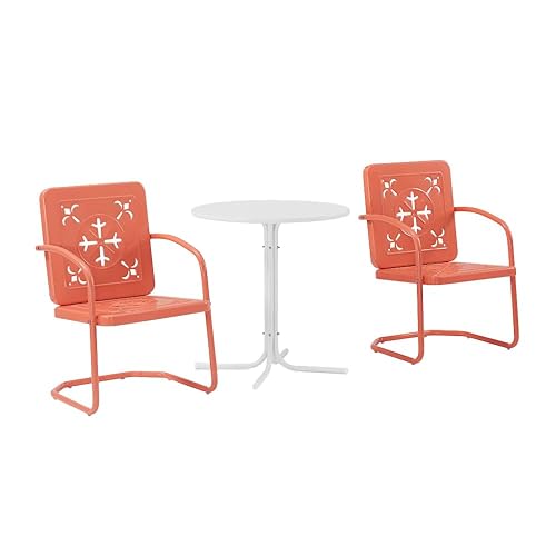 Crosley Furniture Azalea 3-Piece Vintage Outdoor Bistro Set, Retro Metal