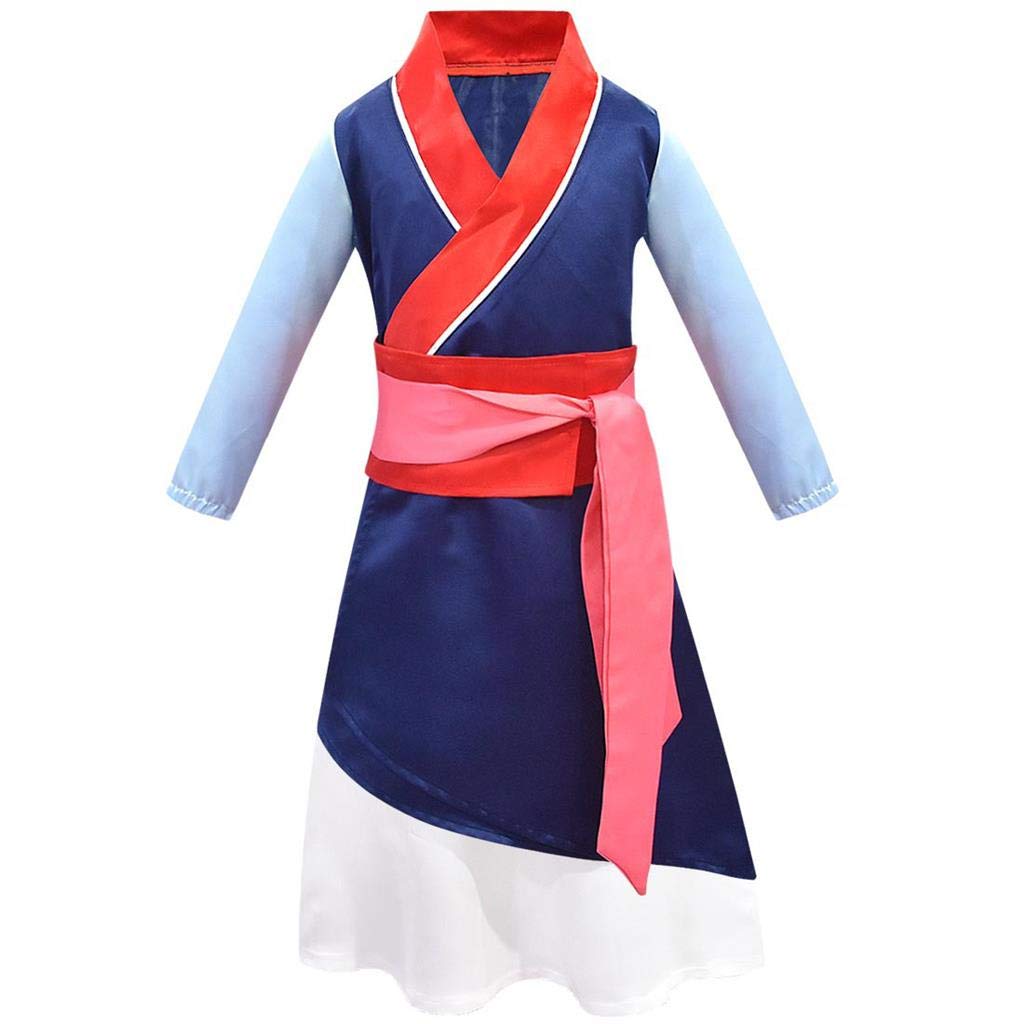Lito Angels Girls Princess Hua Mulan Costume Hanfu Chinese Heroine Dress Up Halloween Party Outfit 3-4 Years Blue 276
