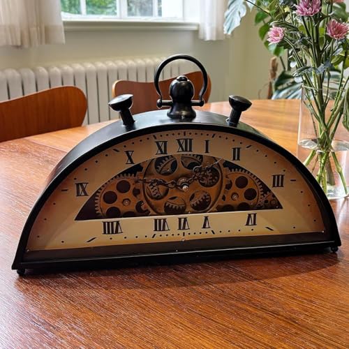 Reloj de suelo vintage mecánico con engranajes dinámicos y funcionamiento silencioso de medio círculo 4
