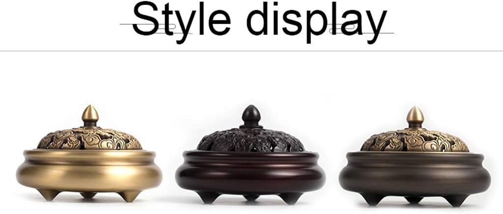 Stick Incense Burner and Cone Incense Holder with Cover,Tea Room Aromatherapy Furnace,Holder Decoration Incense Holder (Color : Brass)