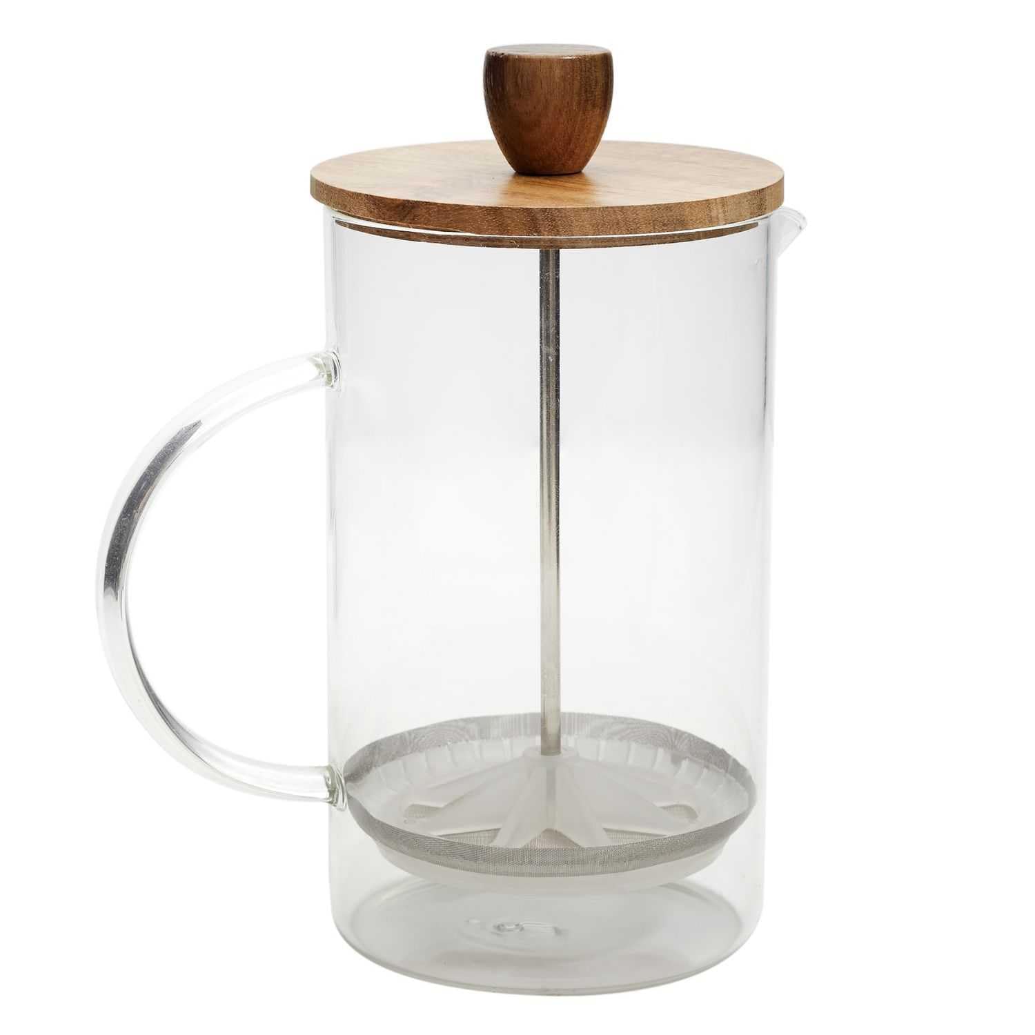 COOK CONCEPT - KA0093 Cafetière à Piston en Verre - 85 Cl - Design avec Accents en Acacia - Pour Café, Thé et Infusions - Facile à Utiliser - Transparent Marron