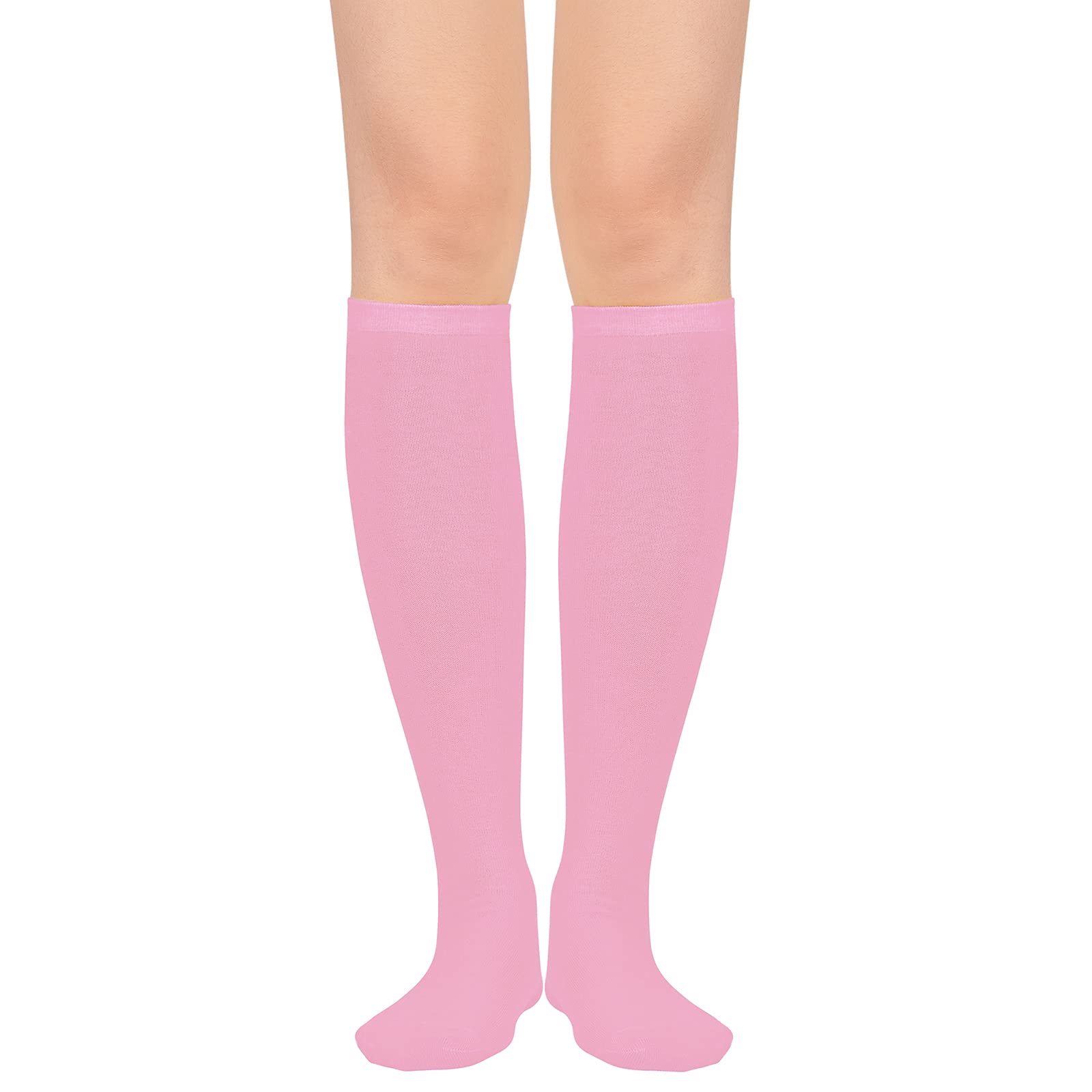 Calcetines altos hasta la rodilla para mujer, calcetines largos atléticos delgados de muslo alto, calcetines deportivos al aire libre, calcetines de tubo casuales, rosado (3 Pack Pink), Talla única