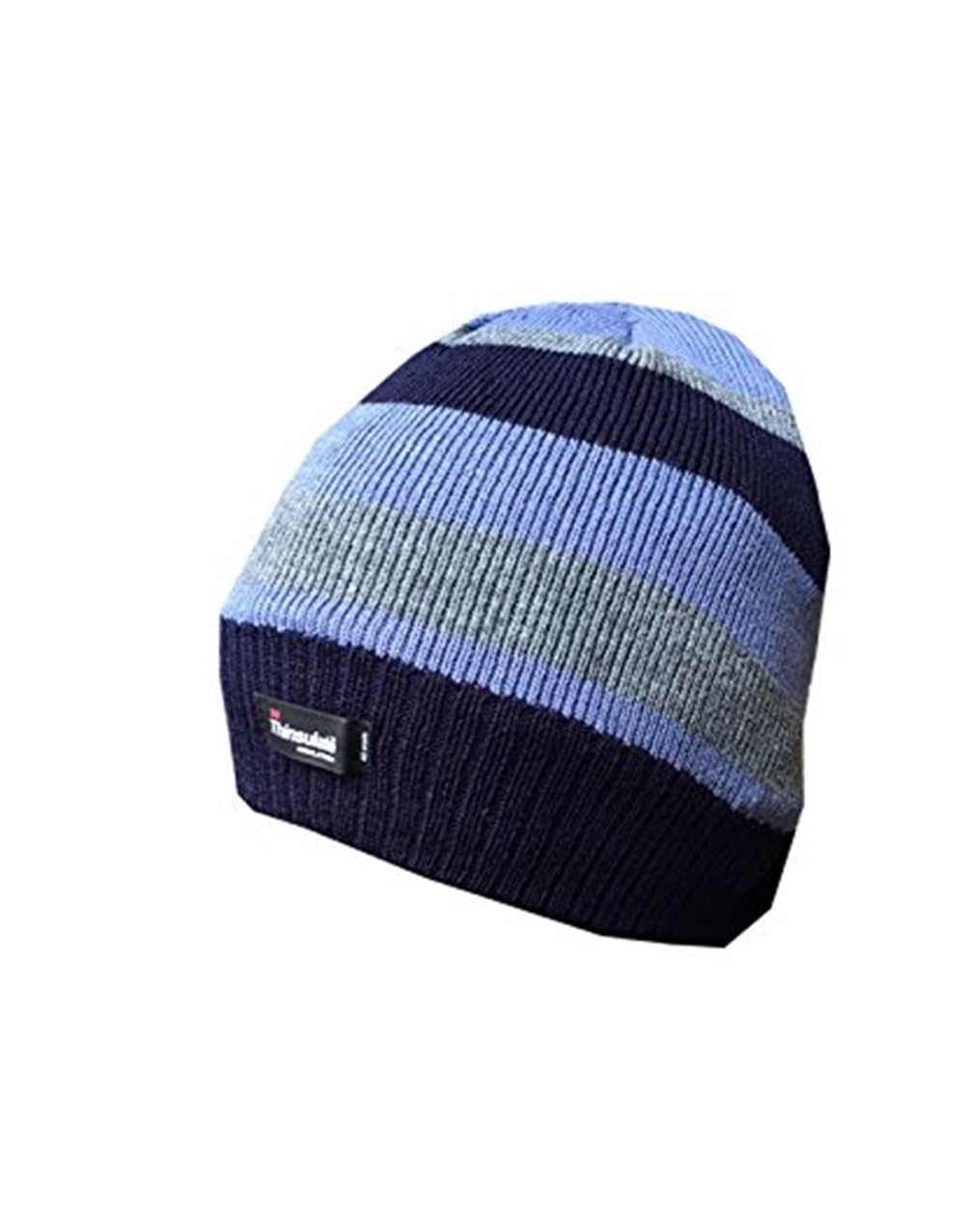 RockJock Boys Striped Thinsulate Thermal Beanie Fleece Lined Winter Hats Warm Fashion (Blue)