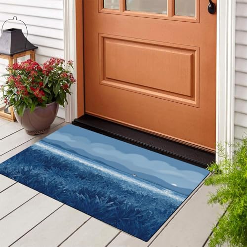 Tapis salon antidérapant lavable en machine herbe aquarelle 45x75 - 3