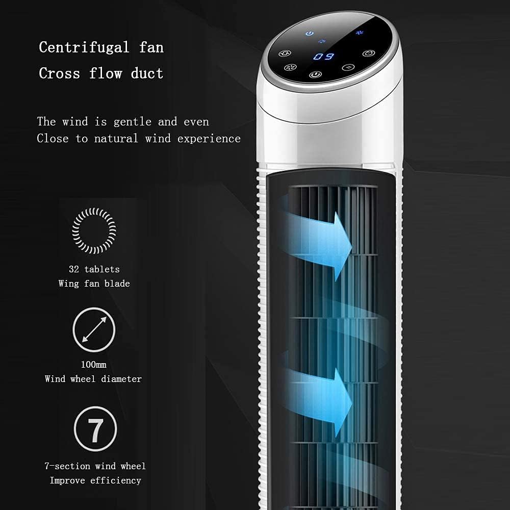 Evaporative Coolers Oscillating Bladeless Tower Fan Remote Control Timing Mute Floor Fan Negative Ion Air Purifier Home Air Circulator Fan White and 44 * 11 Inch (Color : Whitey Size : 4 (Whitej 44