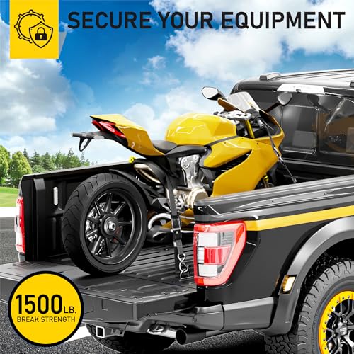 Image of AUGO Self-Locking Retractable Ratchet Straps | 4 Heavy Duty Self-Tensioning Retractable Tie Down Straps with Soft Loops & Storage Bag | for Motorcycle, Truck, Cargo | 1500Lb Break Strength 1 inch x 12'