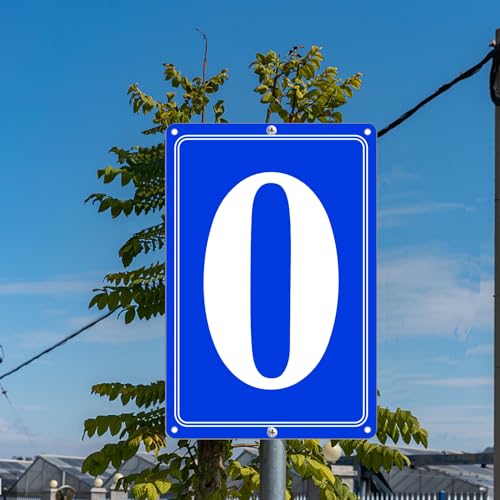 Image of Premium Aluminum Number Signs, Metal 12 inch X 8 inch Blue Numbered Sign Outdoor for Parking Lots, Floor, Dock, Court, Aisle, Field, High Visibility, No Fade, Weather-resistant (Blue Number Signs 0)