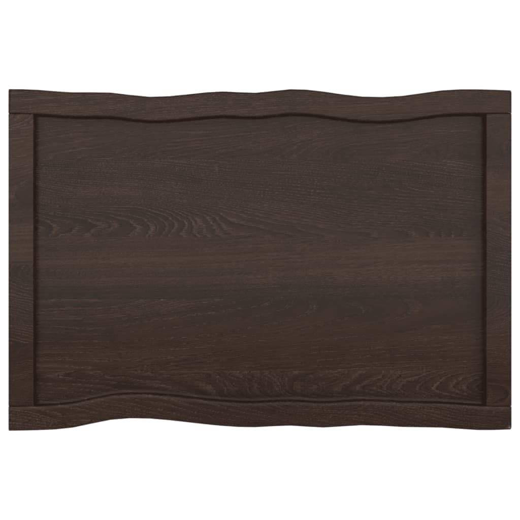 INLIFE Tablero de mesa 80 x 50 x 4 cm madera maciza de roble tratada borde de árbol, 8,1 kg, 364008