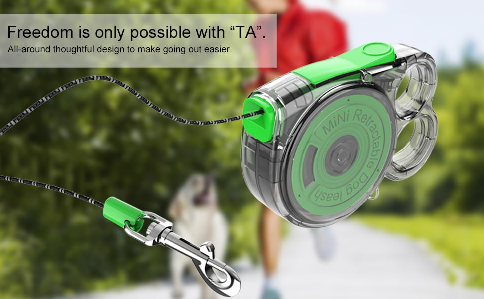 Transparent Rainbow Small Dog Retractable Leash for Small Dogs and Cats up to 360° Tangle-Free Portable Weighs Only 98gn and One-Hand Brake 18 lbs 10-Foot Tape Durable