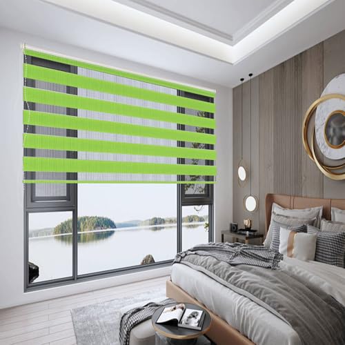 Estor Enrollable Noche y Día 40 x 220 cm Evitar Rayos UV y Sol Verticales Persianas Incluye Accesorios para Interiores y Exterior, Verde