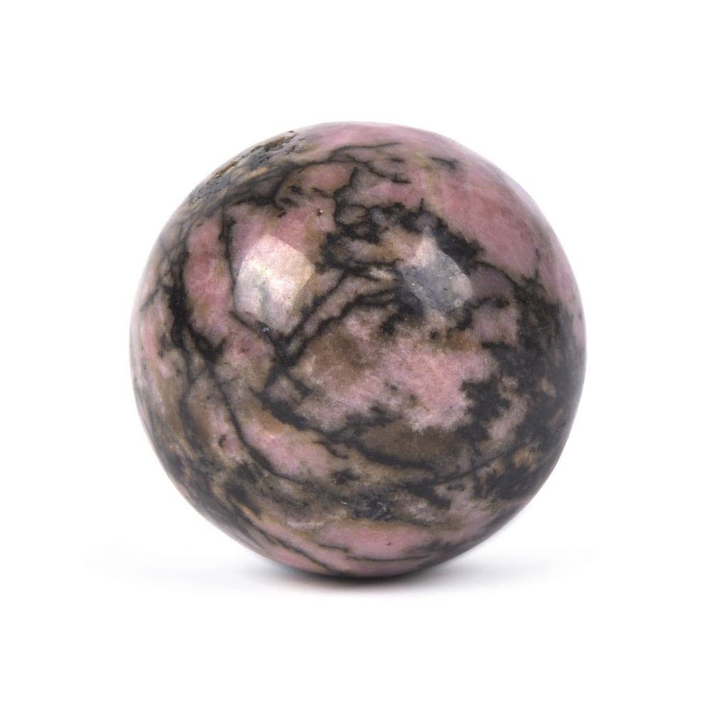 JustinstonesNatural Matrix Rhodonite Tumble 20mm Gemstone Healing Crystal Energy Ball Round Sphere Specimen Collection Pocket Palm Worry Stone(Pack of 5)