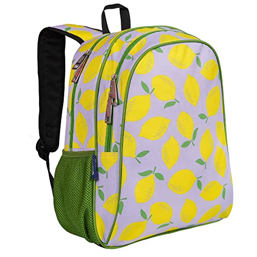 Image of Wildkin 15 Inch Backpack for Kids, Lilac Lemonade | Ages 5-10, padded straps, side water bottle pocket - coordinates with matching Wildkin lunch boxes