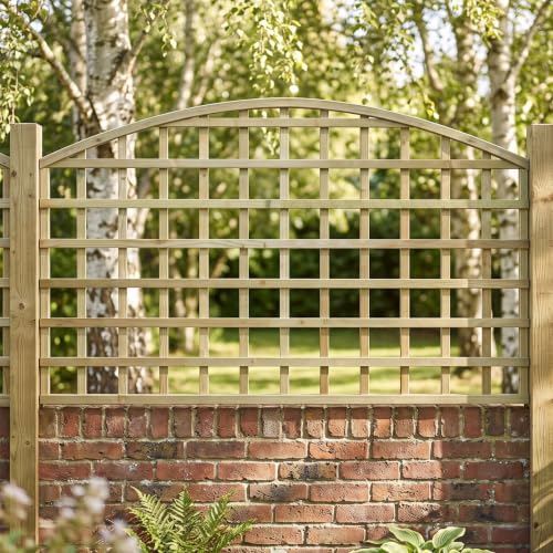 Image of Standard Fence Panel Topper 6ft x 3ft Arch Top Square Garden Trellis Wooden
