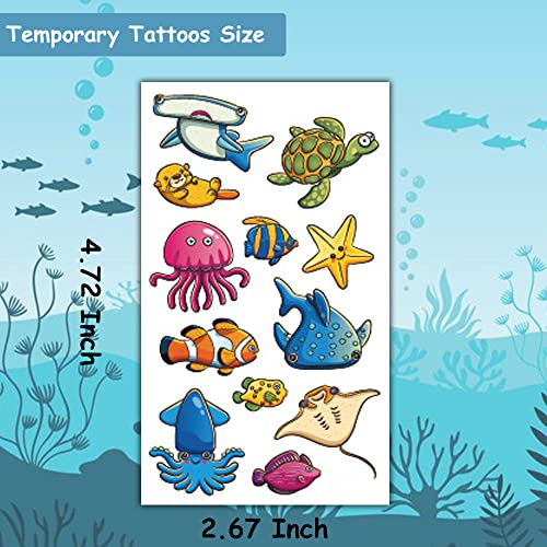 Hohamn Sea Animals Temporary Tattoos For Kids - 110+ Cartoon Ocean Animal Fake Tattoos For Girls Boys Birthday Party Supplies Favors, Baby Shower #TOP2